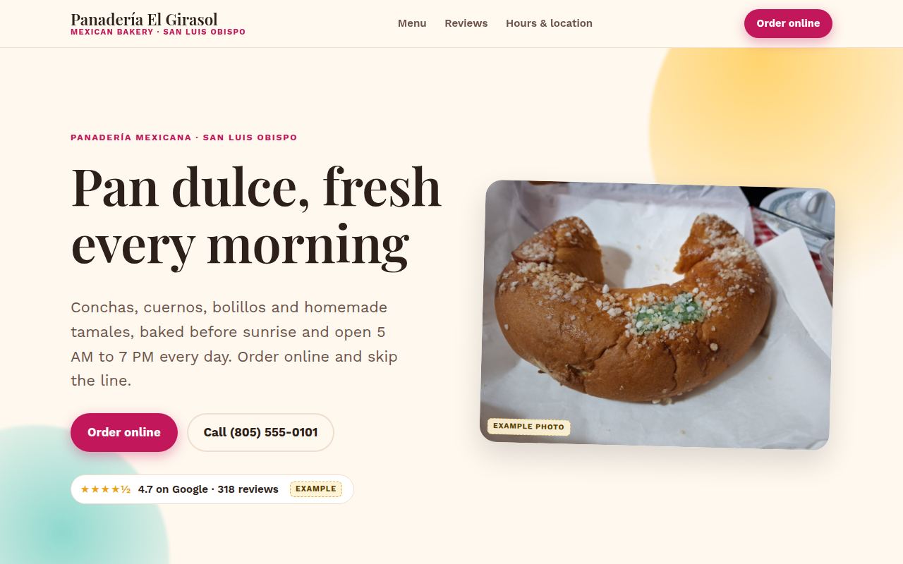A bakery case of pan dulce with an order-ahead button